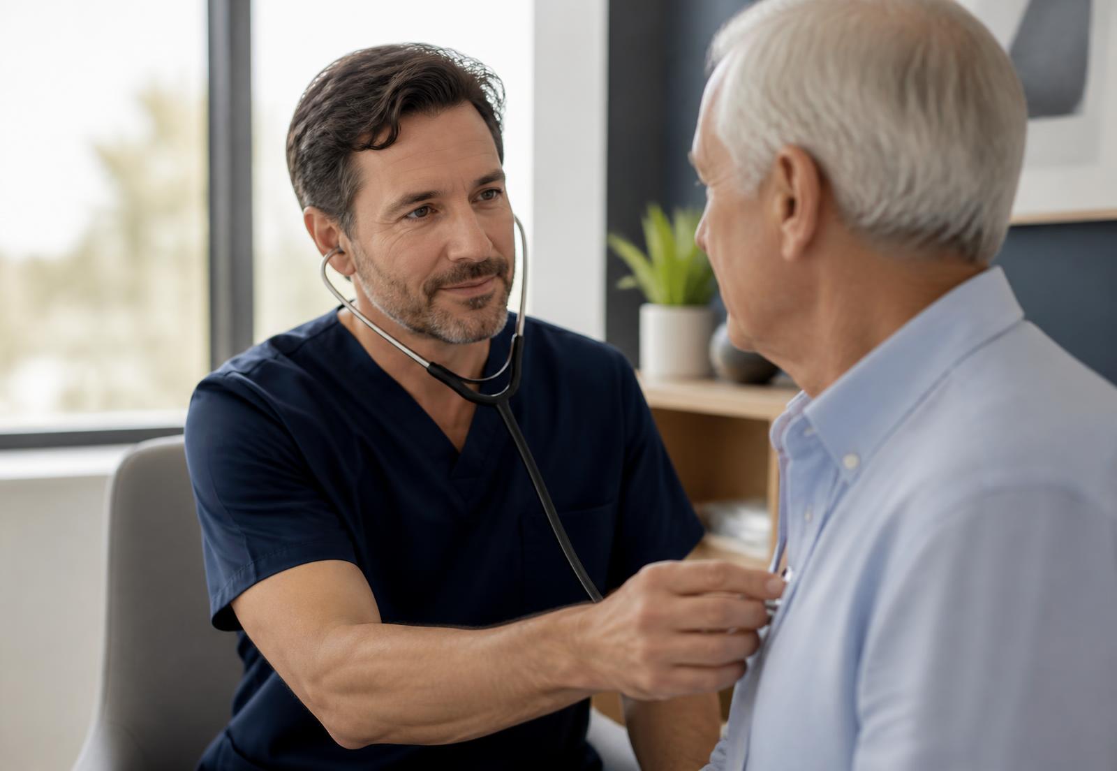 Cardiologist reviewing results with a patient